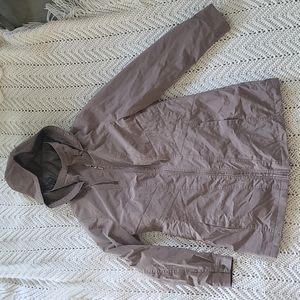 Coldwater Creek green / gray / brown coat. Removable hood and liner. Medium.